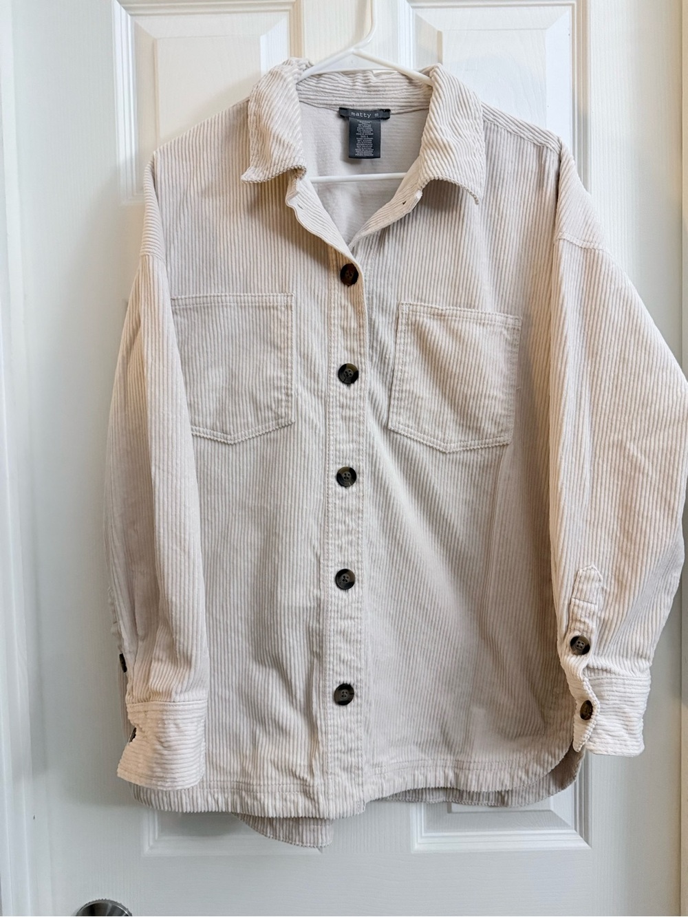 Matty M Cream Corduroy Oversized Jacket